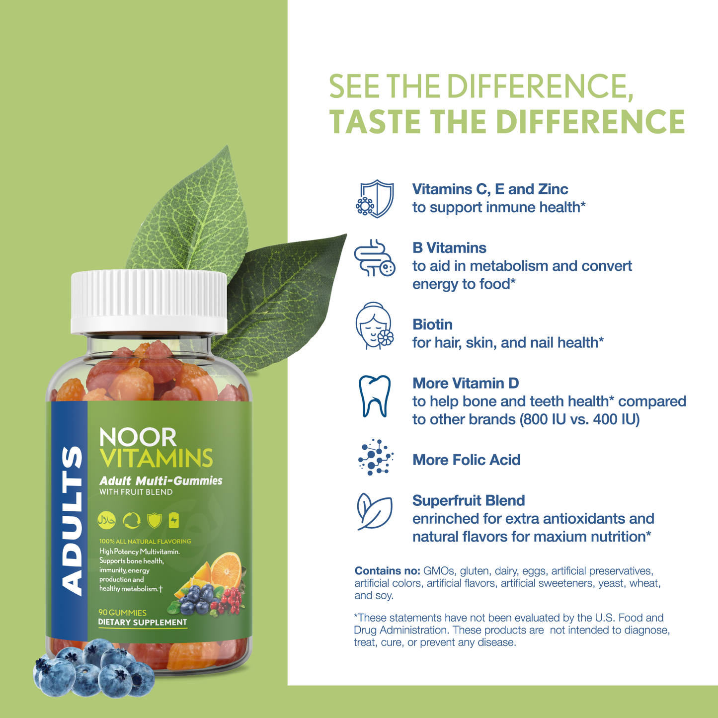 Noor Vitamins Halal Adult Multivitamin Gummies — 90 Count